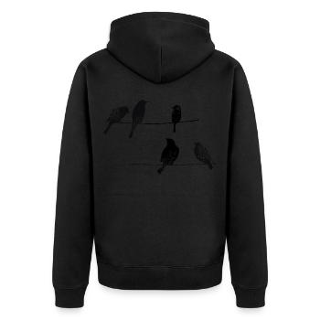 Quatre oiseaux Tshirt oiseaux sur un fil - Veste à capuche bio Premium Unisexe - noir - Dos - Nico (187cm)