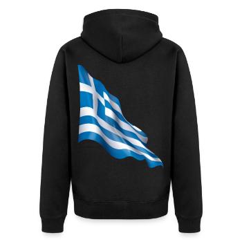 Griechenland flagge - Unisex Premium Bio Zip Hoodie - Schwarz - Hinten - Nico (187cm)