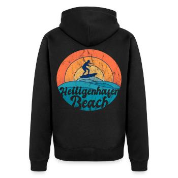 Heiligenhafen Strand Urlaub Souvenir Geschenk - Unisex Premium Bio Zip Hoodie - Schwarz - Hinten - Nico (187cm)