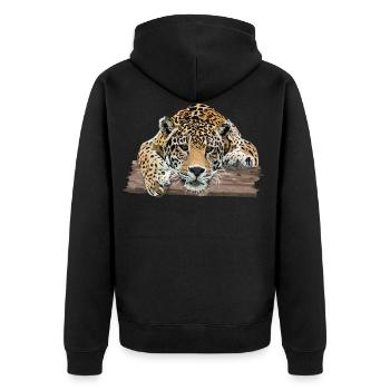 Jaguar - Unisex Premium Organic Zip Hoodie - black - Back - Nico (187cm)