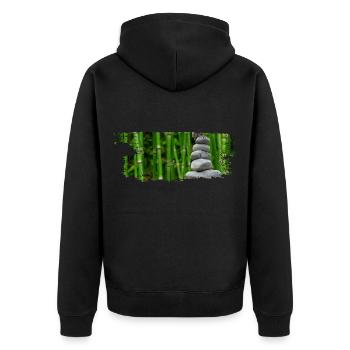 Paintbrush Zen Stones - Unisex Premium Bio Zip Hoodie - Schwarz - Hinten - Nico (187cm)