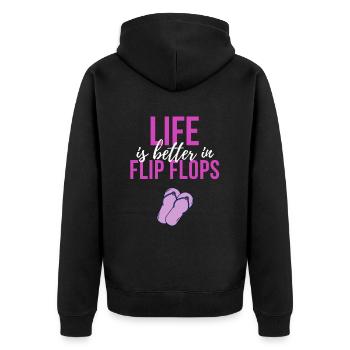 Flip flops life - Unisex Premium Organic Zip Hoodie - black - Back - Nico (187cm)