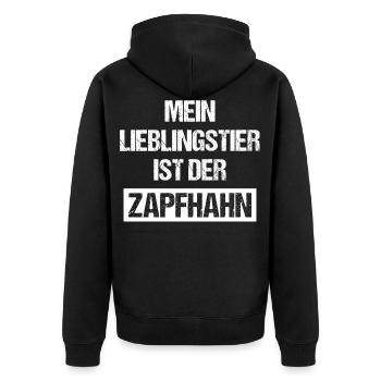 Mein Lieblingstier Ist Der Zapfhahn - Unisex Premium Bio Zip Hoodie - Schwarz - Hinten - Nico (187cm)