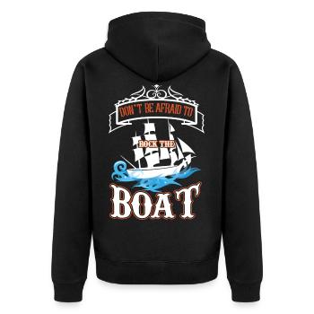 Boot Spruch Angst vor Wellen - Unisex Premium Bio Zip Hoodie - Schwarz - Hinten - Nico (187cm)
