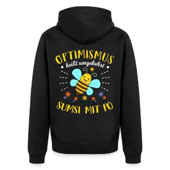 Optimismus Sumsi Mit Po Bienen Imker Lustiges Spaß - Unisex Premium Bio Zip Hoodie - Schwarz - Hinten - Nico (187cm)