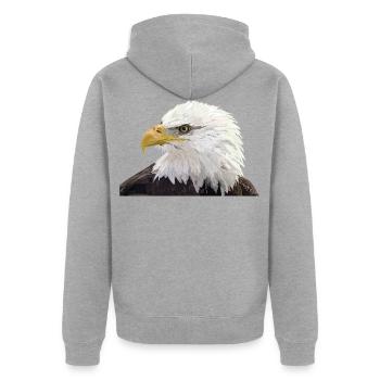 Bald eagle - Unisex Premium Organic Zip Hoodie - heather grey - Back - Nico (187cm)