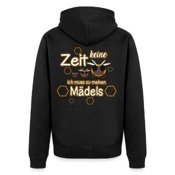Keine Zeit ich muss zu meinen Mädels - Unisex Premium Bio Zip Hoodie - Schwarz - Hinten - Nico (187cm)