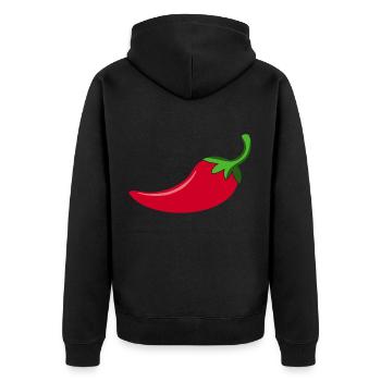 Spicy Chilly - Unisex Premium Organic Zip Hoodie - black - Back - Nico (187cm)