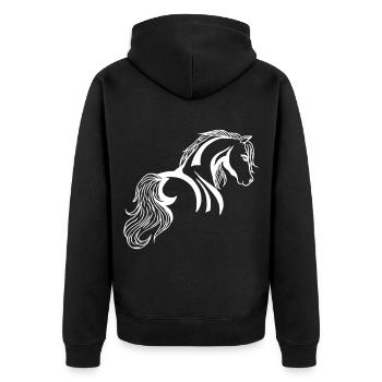 Horse brown colt foal pony stallion cold blood - Unisex Premium Organic Zip Hoodie - black - Back - Nico (187cm)