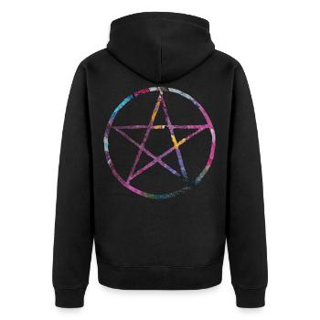 Pentagram paint - Unisex Premium Organic Zip Hoodie - black - Back - Nico (187cm)