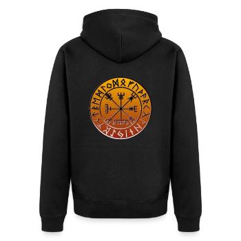 Vegvisir Compass - Unisex Premium Organic Zip Hoodie - black - Back - Nico (187cm)
