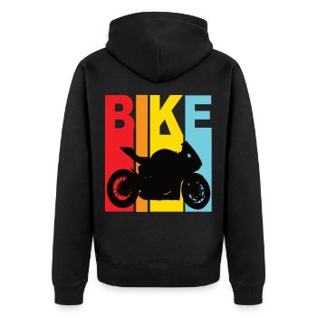 Motorbike motorcyclist bike machine biker - Unisex Premium Organic Zip Hoodie - black - Back - Nico (187cm)