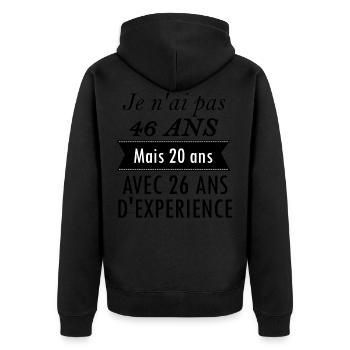 Cadeau anniversaire 46 ans - Veste à capuche bio Premium Unisexe - noir - Dos - Nico (187cm)