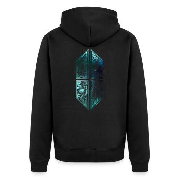 Cthulhu ornament galaxy 2 - Unisex Premium Organic Zip Hoodie - black - Back - Nico (187cm)