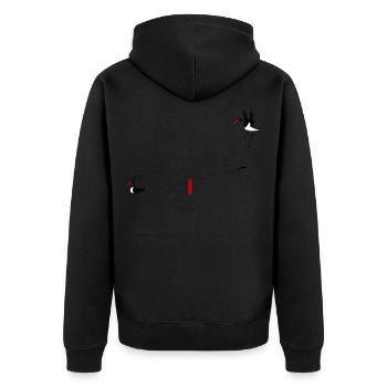 Schwarzstörche - Unisex Premium Bio Zip Hoodie - Schwarz - Hinten - Nico (187cm)