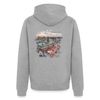Hamburg - Unisex Premium Organic Zip Hoodie - heather grey - Back - Nico (187cm)