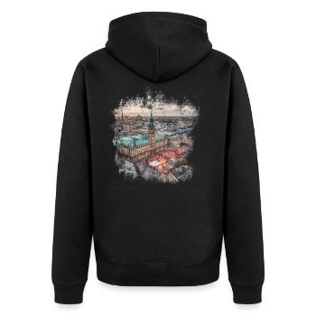 Hamburg - Unisex Premium Organic Zip Hoodie - black - Back - Nico (187cm)