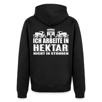 ich arbeite in hektar - Unisex Premium Bio Zip Hoodie - Schwarz - Hinten - Nico (187cm)