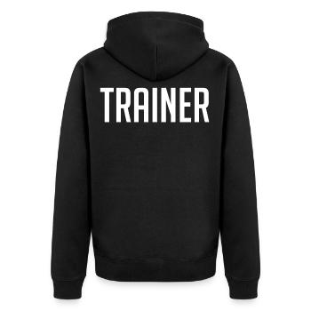 Trainer Coach T-Shirt - Unisex Premium Bio Zip Hoodie - Schwarz - Hinten - Nico (187cm)