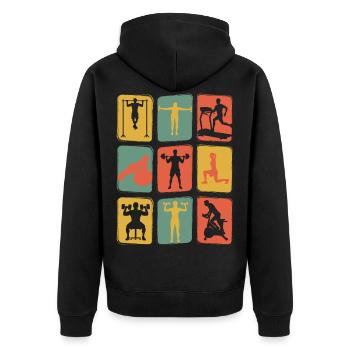 Fitnessstudio Gym Retro Vintage - Unisex Premium Bio Zip Hoodie - Schwarz - Hinten - Nico (187cm)