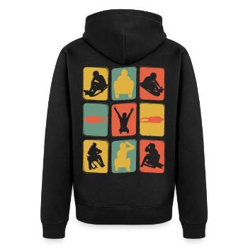 Rodeln Schlitten Retro Vintage - Unisex Premium Bio Zip Hoodie - Schwarz - Hinten - Nico (187cm)