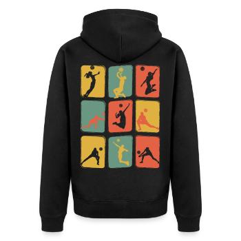 Volleyball Retro Vintage - Unisex Premium Bio Zip Hoodie - Schwarz - Hinten - Nico (187cm)