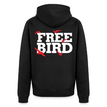 Freier Vogel Illustration - Unisex Premium Bio Zip Hoodie - Schwarz - Hinten - Nico (187cm)