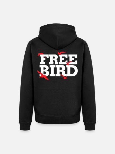 Free Bird Illustration - Unisex Premium Organic Zip Hoodie - black