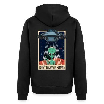 Alien UFO Alien Humanity Funny Gift - Veste à capuche bio Premium Unisexe - noir - Dos - Nico (187cm)