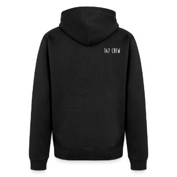 167 crew - Unisex Premium Bio Zip Hoodie - Schwarz - Hinten - Nico (187cm)