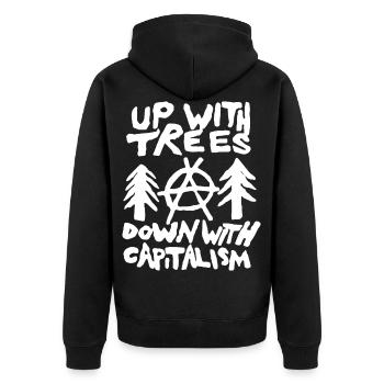 Anti Kapitalismus Antifa Naturschutz Klimawandel - Unisex Premium Bio Zip Hoodie - Schwarz - Hinten - Nico (187cm)