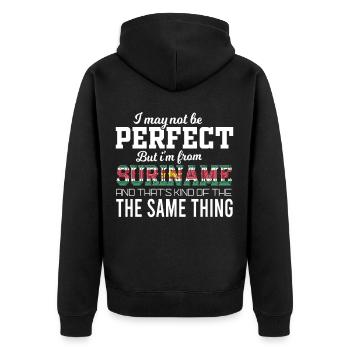 Je suis presque parfait, je viens du Suriname - Veste à capuche bio Premium Unisexe - noir - Dos - Nico (187cm)