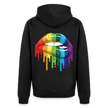 Gay Gay Pride Lgbt Lesbisch Schwul Gaymer - Unisex Premium Bio Zip Hoodie - Schwarz - Hinten - Nico (187cm)
