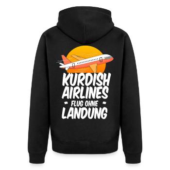 Kurdistan Kurde Kurden Geschenk azadi Rojava irak - Unisex Premium Bio Zip Hoodie - Schwarz - Hinten - Nico (187cm)