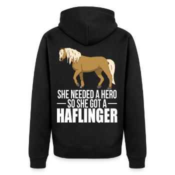 Haflinger foal Kohlfuchs Haflinger t shirt - Unisex Premium Organic Zip Hoodie - black - Back - Nico (187cm)