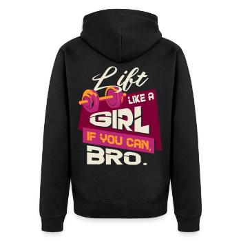 Gewichtheben Frau Mädchen Mädchen Fitnessgeschenk - Unisex Premium Bio Zip Hoodie - Schwarz - Hinten - Nico (187cm)