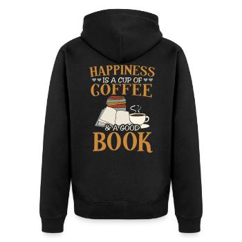 Cool Books Coffee Shirt - Bonheur - Veste à capuche bio Premium Unisexe - noir - Dos - Nico (187cm)