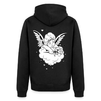 Doux mignon ange rose fleur aile nuages - Veste à capuche bio Premium Unisexe - noir - Dos - Nico (187cm)