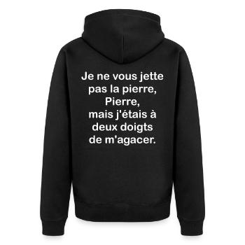 Je vous jette pas Pierre Père Noel ordure humour - Veste à capuche bio Premium Unisexe - noir - Dos - Nico (187cm)