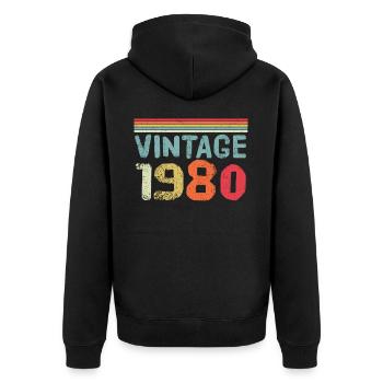 Geboren in 1980 Jahrgang Vintage - Unisex Premium Bio Zip Hoodie - Schwarz - Hinten - Nico (187cm)
