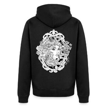 Medusa Schlangen Haar Griechisch Spiegel Schön - Unisex Premium Bio Zip Hoodie - Schwarz - Hinten - Nico (187cm)