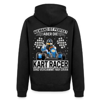 Kart rennen Gokartarena Geschenk - Unisex Premium Bio Zip Hoodie - Schwarz - Hinten - Nico (187cm)