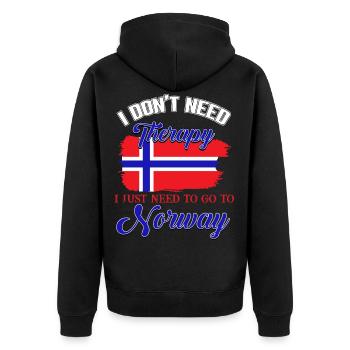Norwegen, Reiseziel, Troll - Unisex Premium Bio Zip Hoodie - Schwarz - Hinten - Nico (187cm)