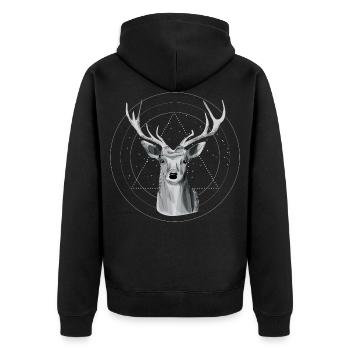 Himmlische Hirsche - Unisex Premium Bio Zip Hoodie - Schwarz - Hinten - Nico (187cm)