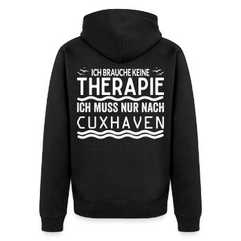 Cuxhaven Nordsee Norddeutschland Meer Küste Spruch - Unisex Premium Bio Zip Hoodie - Schwarz - Hinten - Nico (187cm)