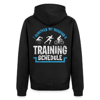 Triathlon Ehemann - Unisex Premium Bio Zip Hoodie - Schwarz - Hinten - Nico (187cm)