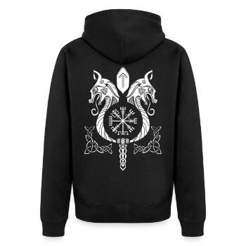 Boussole de runes noeud celtique dragon viking - Veste à capuche bio Premium Unisexe - noir - Dos - Nico (187cm)