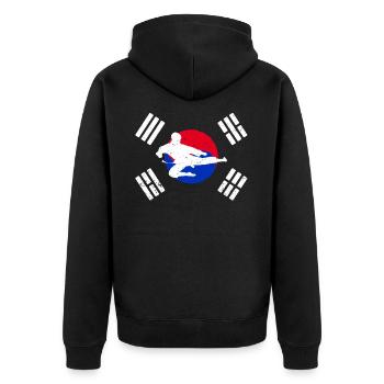 Combattant de Taekwondo avec le drapeau de la Corée du Sud - Veste à capuche bio Premium Unisexe - noir - Dos - Nico (187cm)