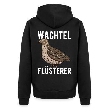 Wachtel Flüsterer - Unisex Premium Bio Zip Hoodie - Schwarz - Hinten - Nico (187cm)