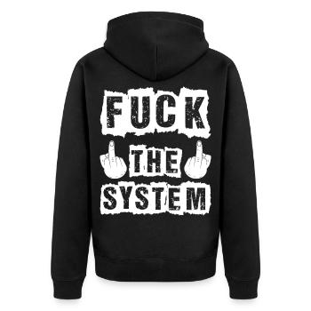 Fuck The System - Anarchy disant un cadeau - Veste à capuche bio Premium Unisexe - noir - Dos - Nico (187cm)